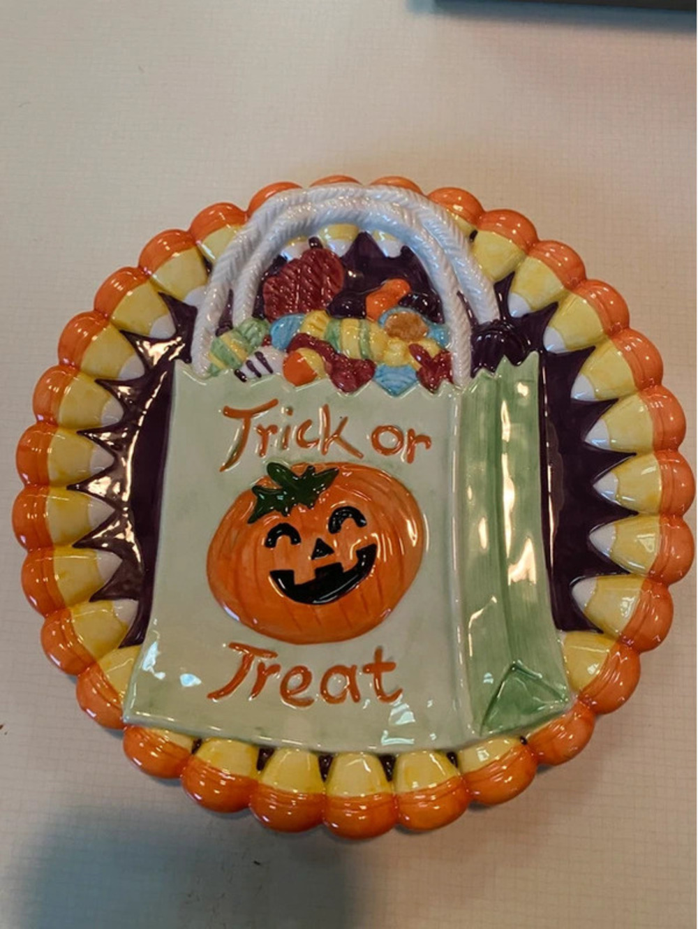 Vtg Fitz & Floyd "Trick or Treat" Halloween Candy plate